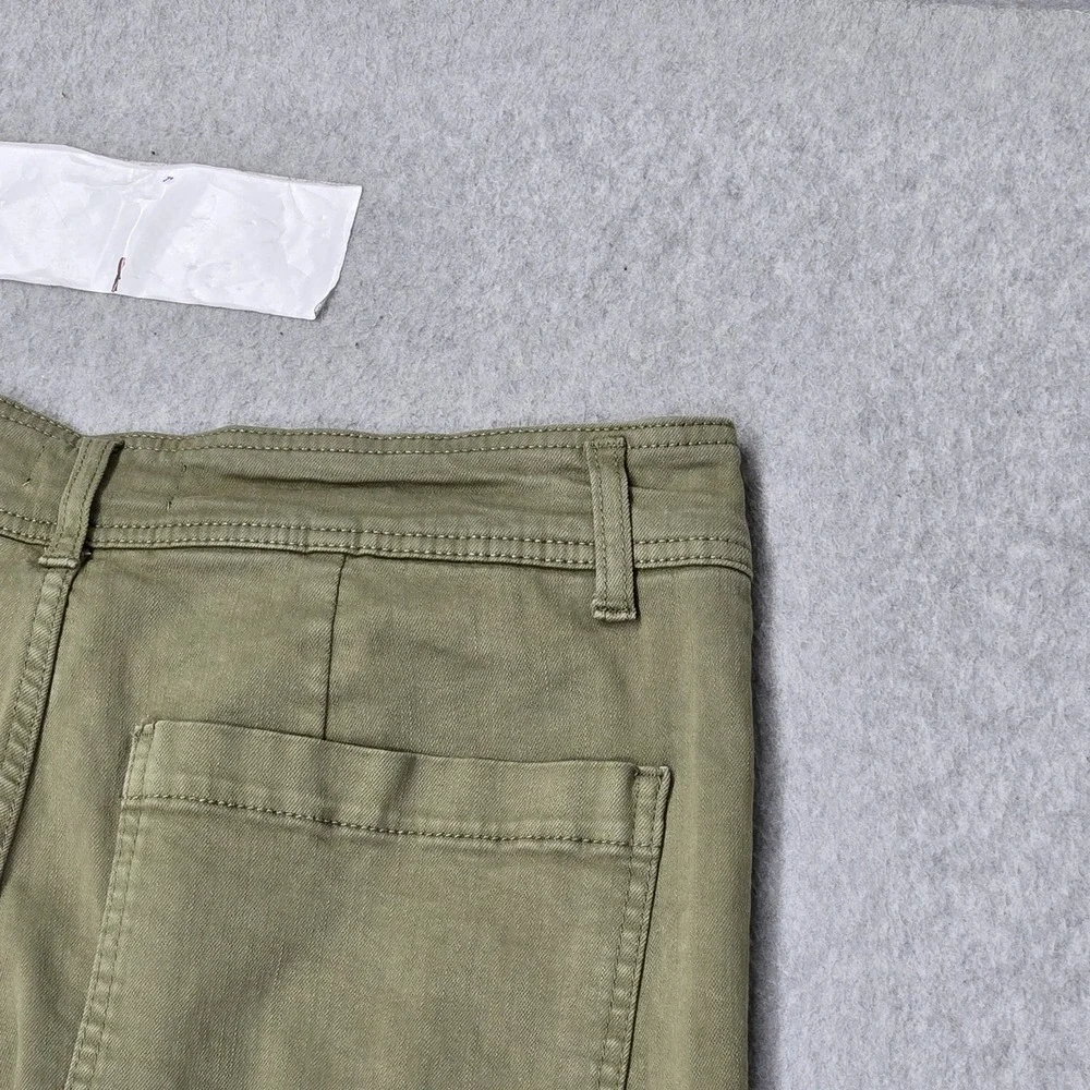 OAT New York Women Pants 12/31 Green Chino Wide Leg Raw Hem‎ 28